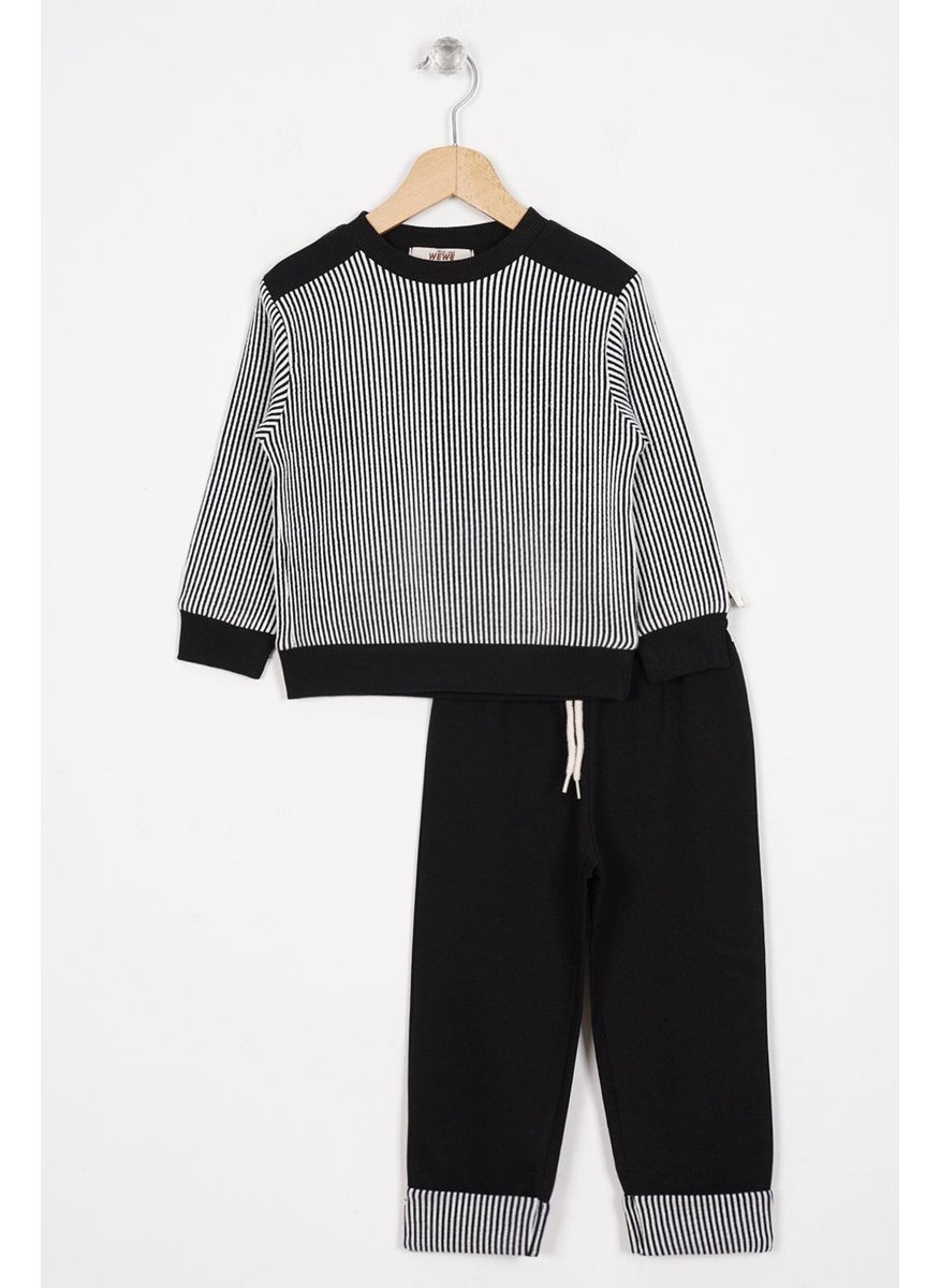 Striped Boy Black Color Tracksuit