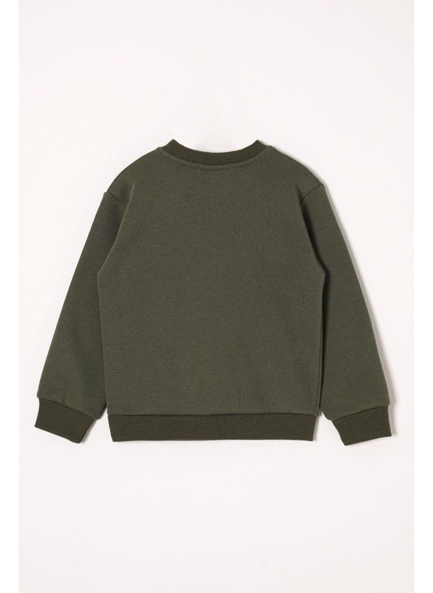 Emblem Detailed Khaki Color Boy's Tracksuit