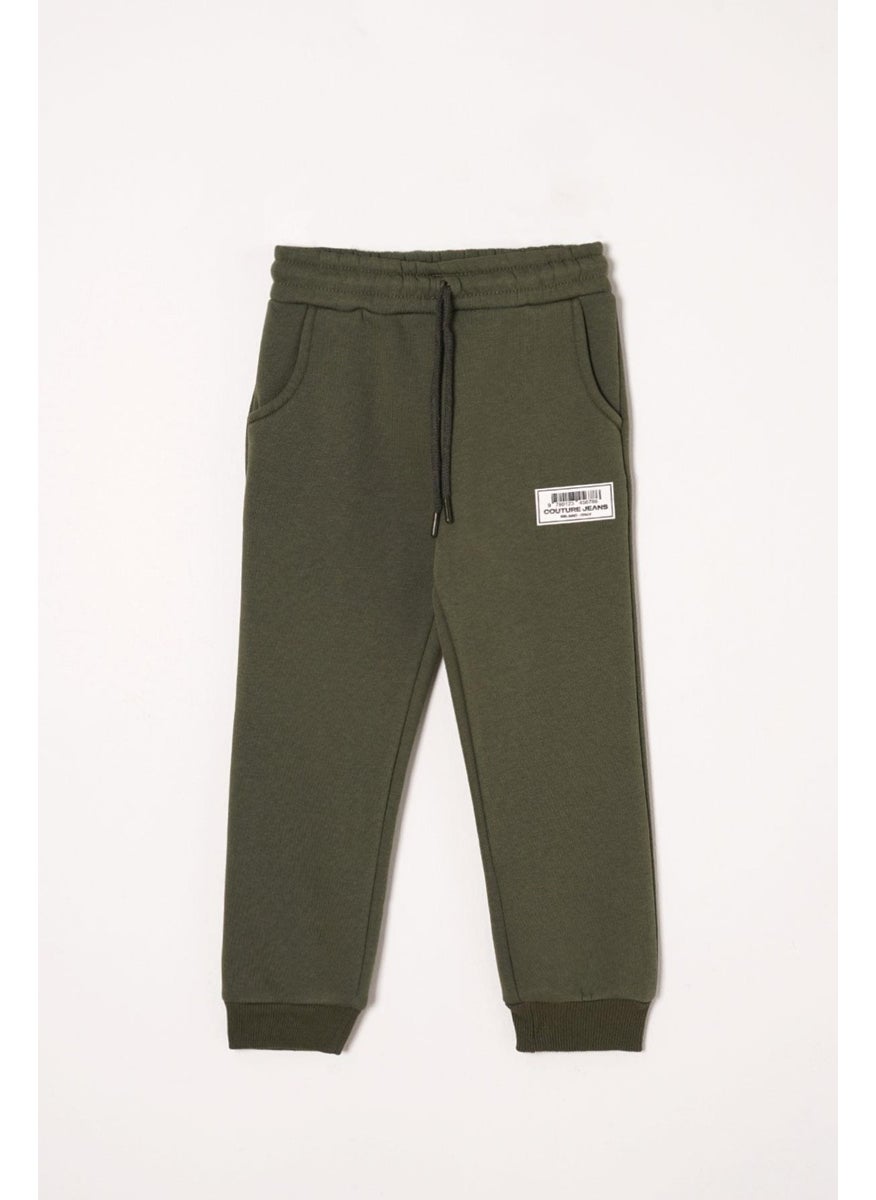 Emblem Detailed Khaki Color Boy's Tracksuit