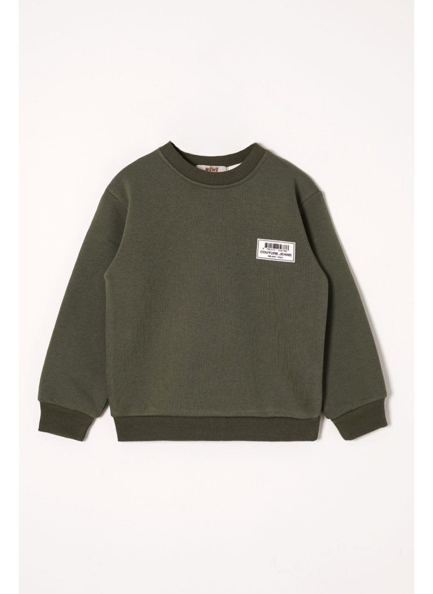 Emblem Detailed Khaki Color Boy's Tracksuit