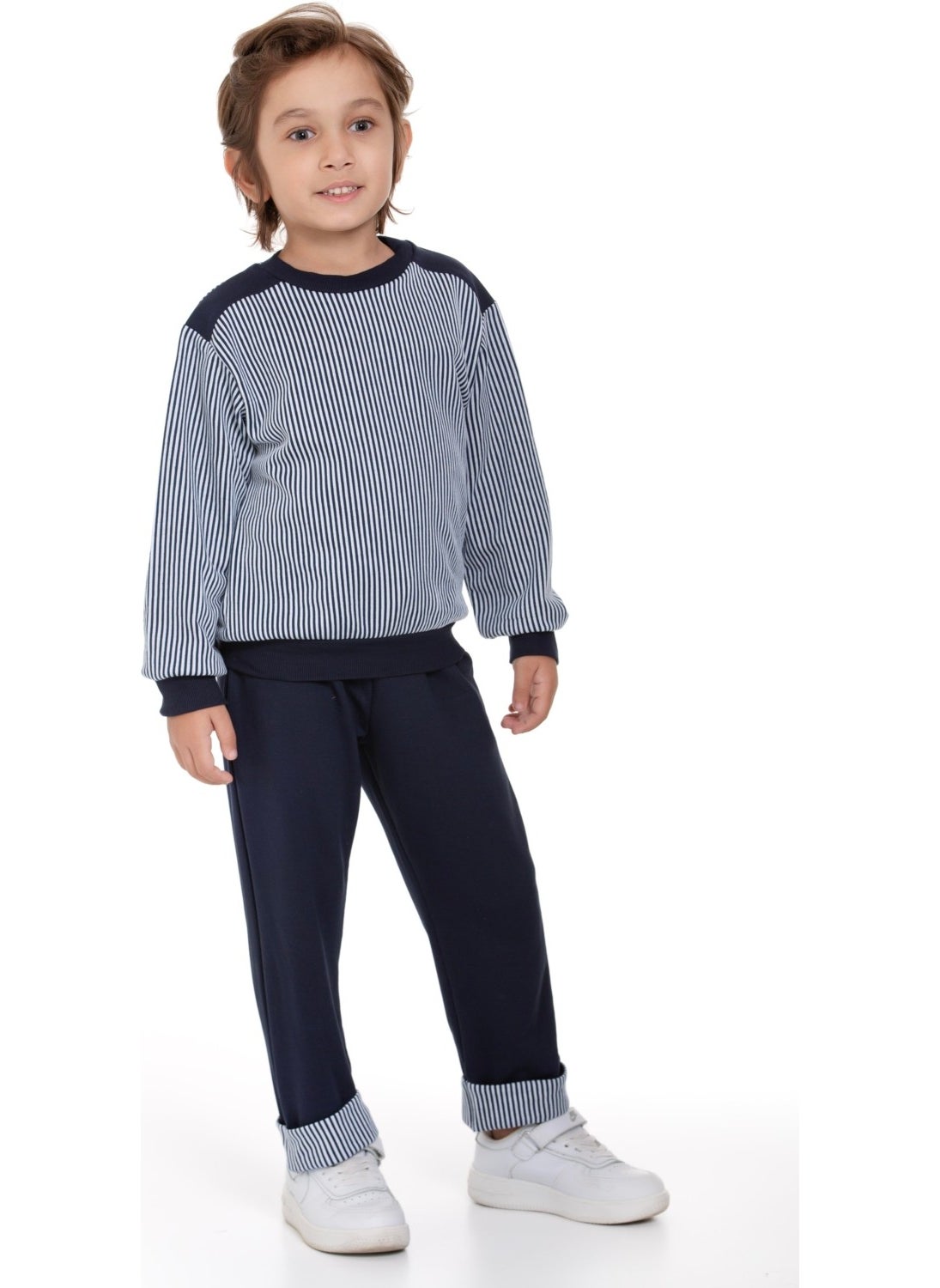 Striped Boy Navy Blue Tracksuit