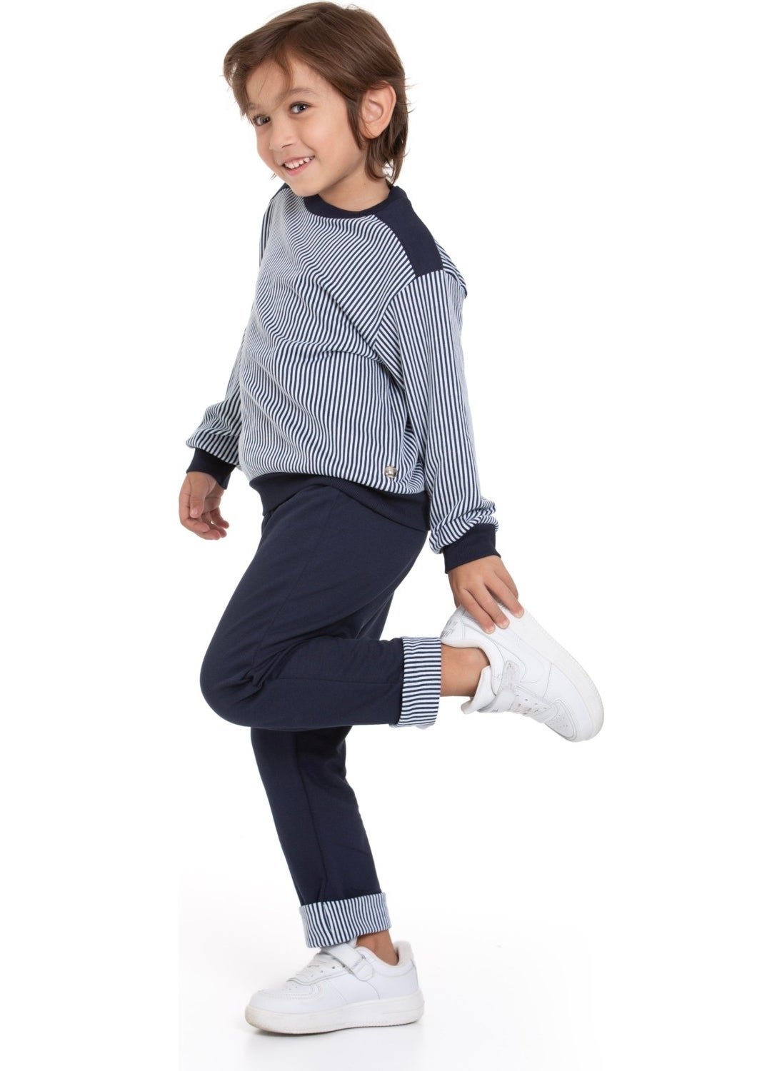 Striped Boy Navy Blue Tracksuit