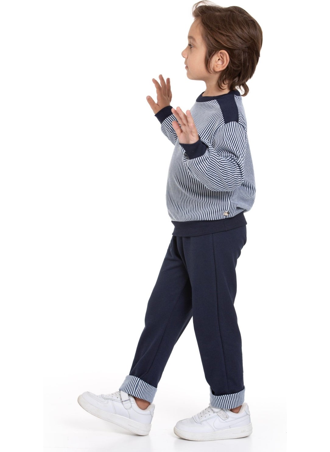 Striped Boy Navy Blue Tracksuit