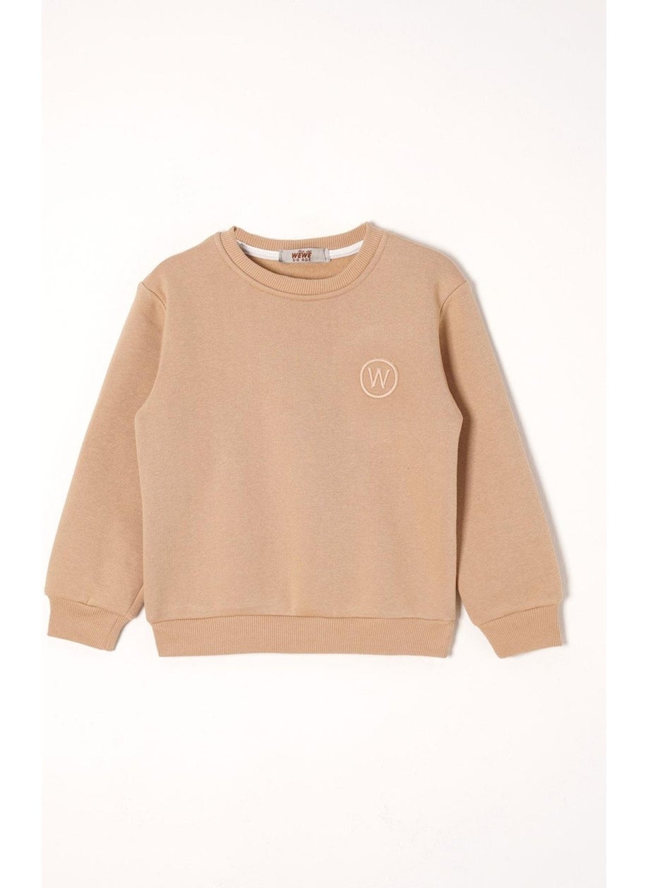 W Embroidered Mink Color Boy Tracksuit
