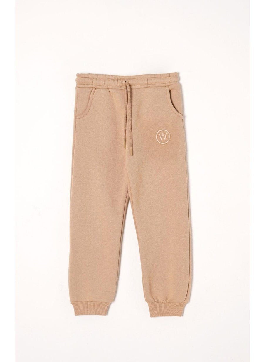 W Embroidered Mink Color Boy Tracksuit
