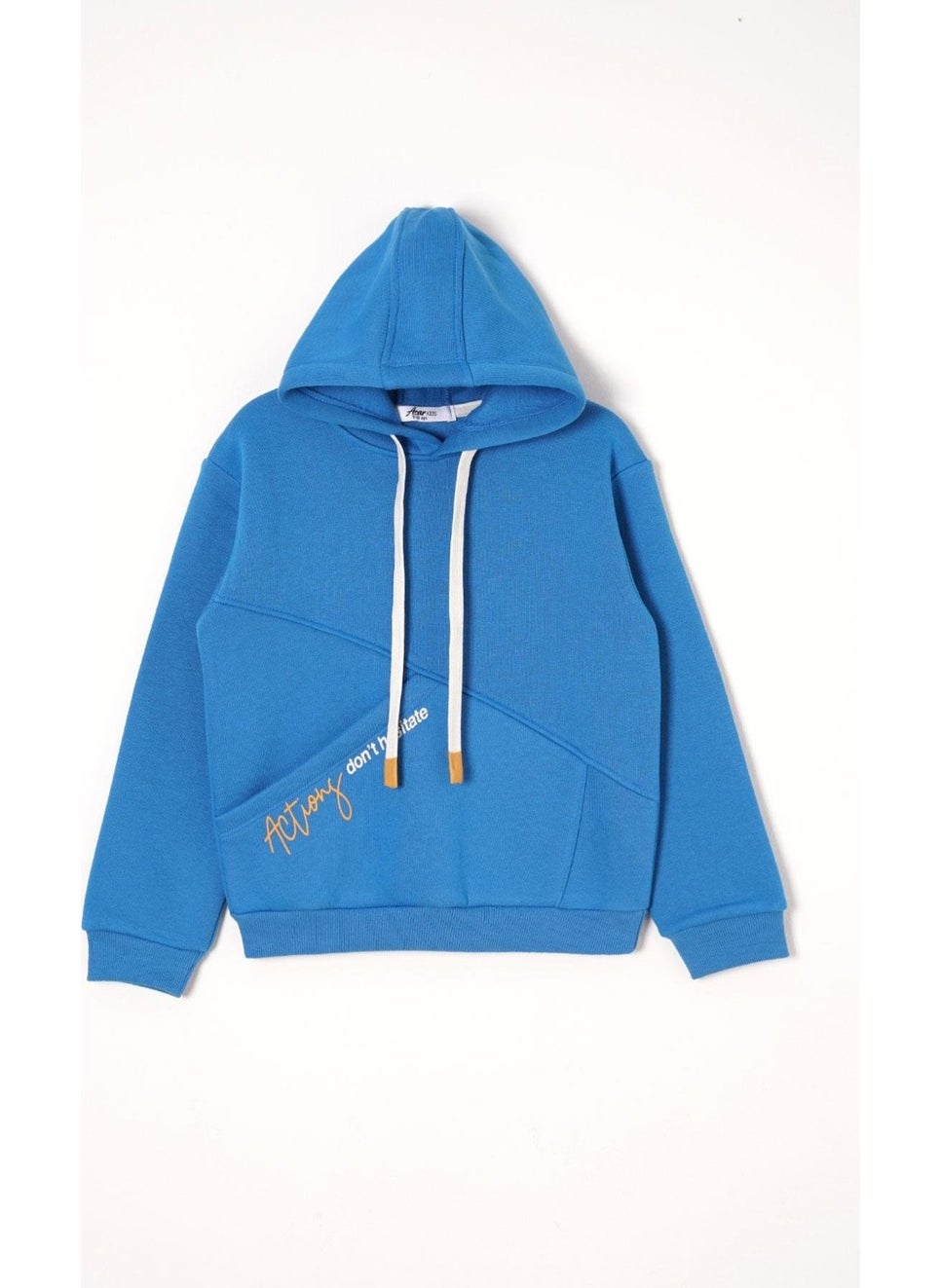 Hooded Long Sleeve Text Printed Saxe Color Boy Tracksuit Set