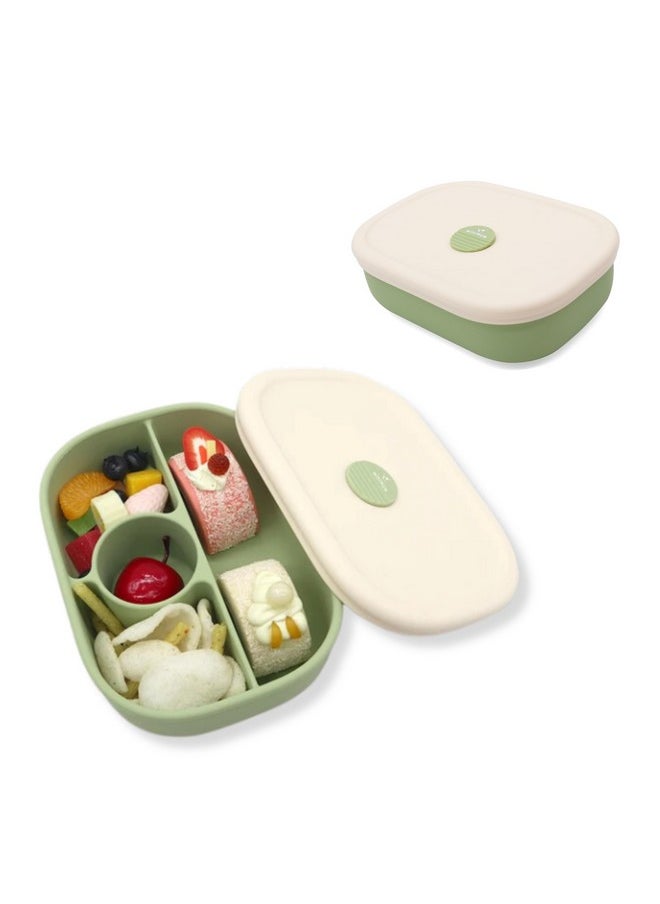 MINIMUM Silicone Lunch Box for Kids | 4 Compartment Food Storage Container | Toddlers Friendly | Lightweight, Durable Airtight Container | (Green)