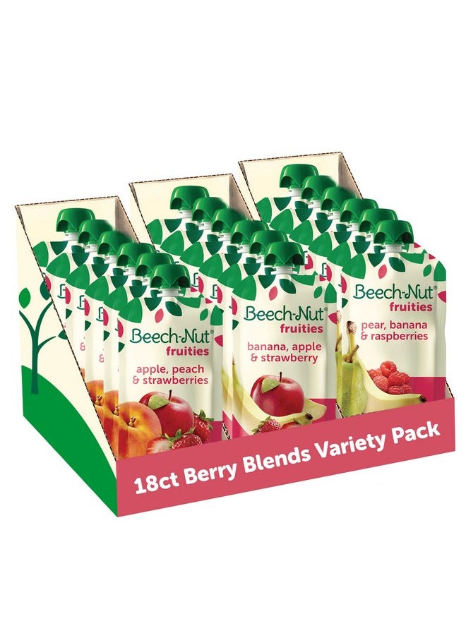 Beech-Nut Baby Food Pouches Variety Pack, Berry Blends Fruit Purees, 3.5 oz (18 Pack)