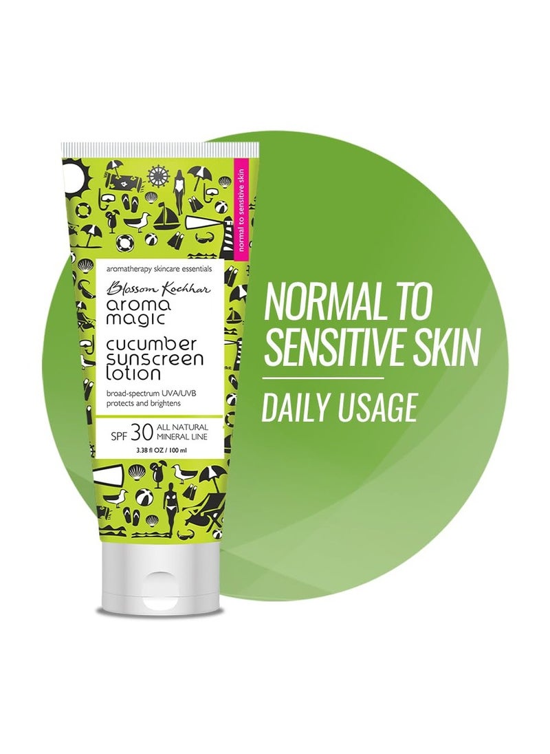 Aroma Magic Cucumber Sunscreen Lotion With Broad Spectrum Protection UVA/UVB |SPF 30 |For Normal To Sensitive Skin | 100 ml