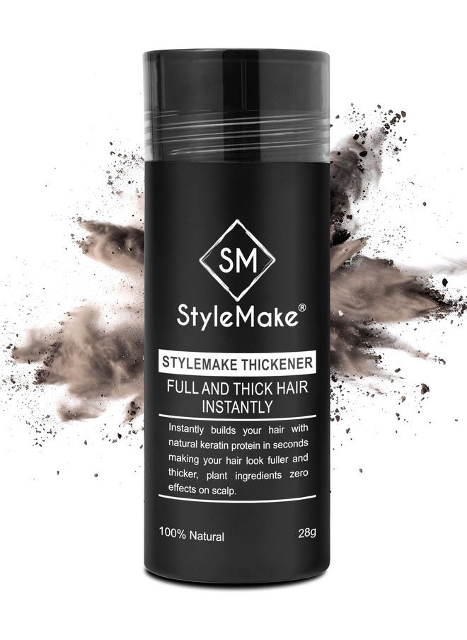 StyleMake Thickener Hair Loss Concealer | Transform Thin, And Fine Hair With Hair Building Fibre | Hair Building Fibers For Men And Women (Dark Brown) | Completely Undetectable, 28 Grams