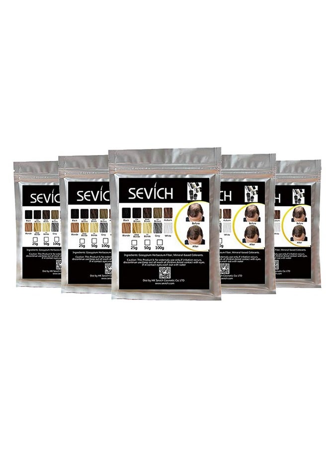 Sevich Hair Building Fiber Refill Bag (Black), Powder Based fibers | Natural Hair Thickening Fibre for Thin Hair Men & Women | Cover bald spot, 25gm (Pack of 5)