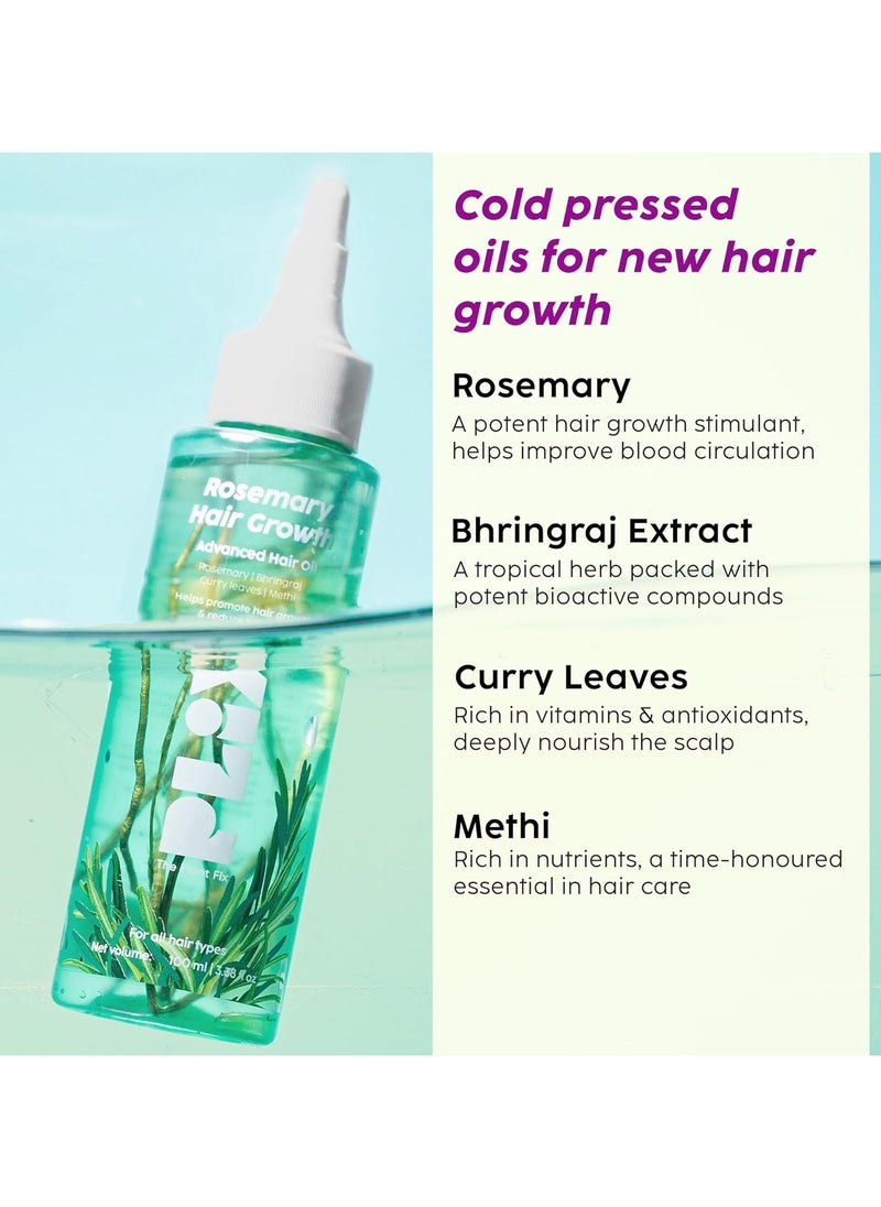 Rosemary Hair Growth Advanced Hair Oil | With Rosemary & Bhringraj Extract l Reduces Hair Fall & Strengthens Hair | All Hair Types l Dermatologically tested | 100ml