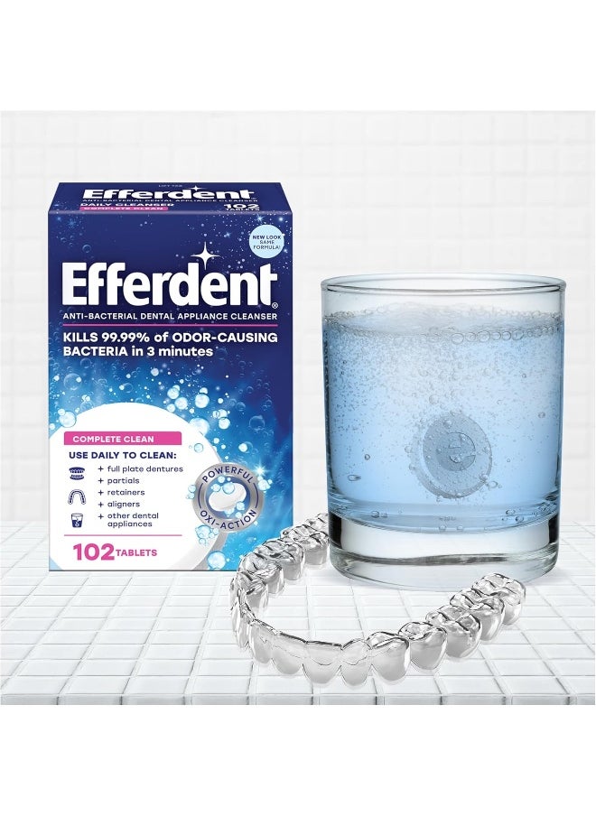 Efferdent Original Anti-Bacterial Denture Cleanser Tablets | 102 Count | Packaging May Vary