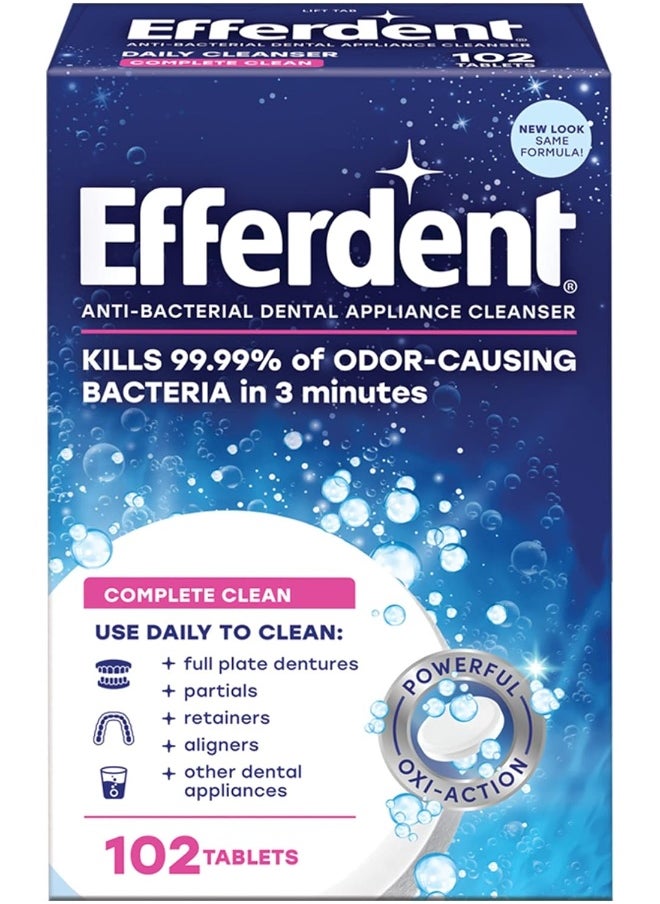 Efferdent Original Anti-Bacterial Denture Cleanser Tablets | 102 Count | Packaging May Vary