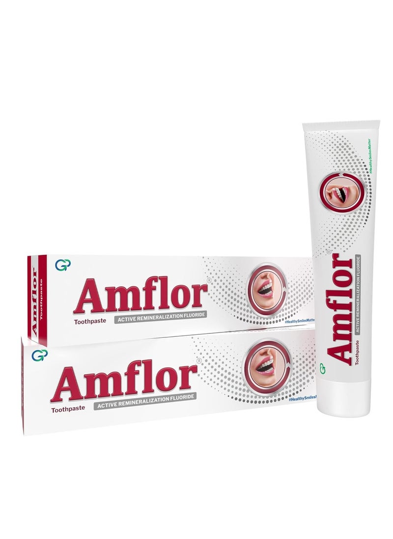 Amflor Toothpaste for Braces | Prevents Cavities & White Spot Lesions | Organic Amine Fluoride for Enamel Remineralization| Mint Flavour Orthodontic Toothpaste | Pack of 2 (70 g per pack)