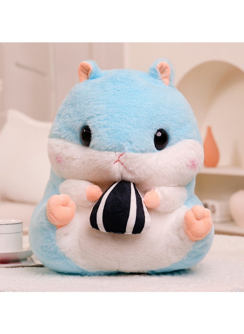 40 CM Cute Melon Seeds Hamster Plush Toy Soft Stuffed Cartoon Animal Doll For Girls And Boys All Ages Gift（Blue）