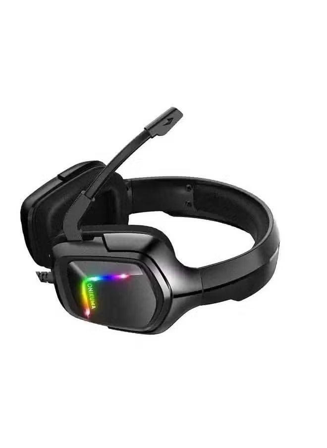 Over-Ear LED Wired K20 Gaming Headphones with Mic for PS4/PS5/Xbox One/X Series/Switch/PC – Premium Sound Quality, Noise-Canceling, Comfortable Design, Customizable RGB Lights for Immersive Gaming Experience