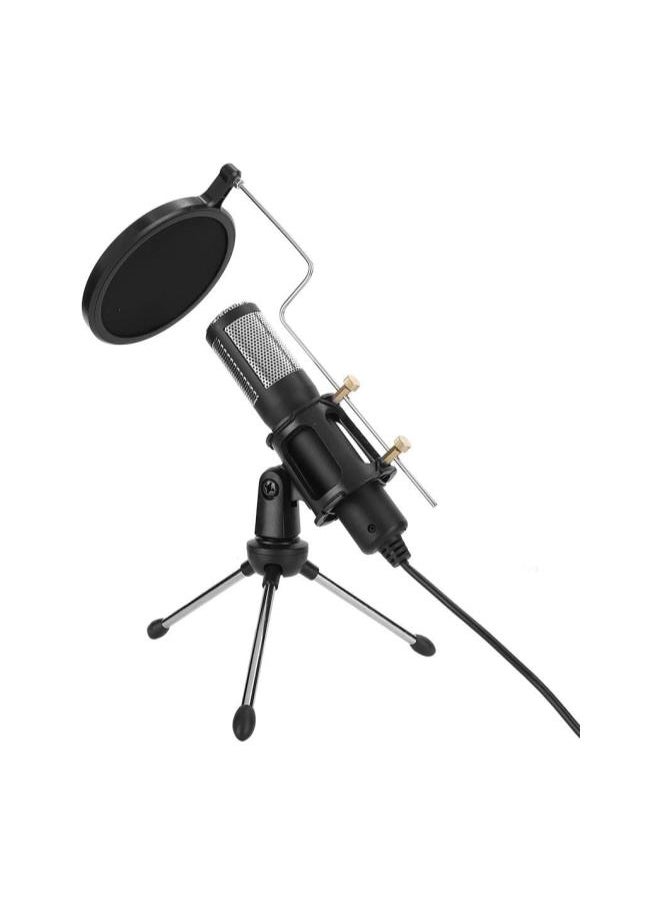 USB Capacitive Microphone, PC Condenser Recording Microphone Kit with Professional Tripod Stand and Pops Filter for Computer, Laptop, ASMR Streaming Video Studio Voice Overs Broadcast