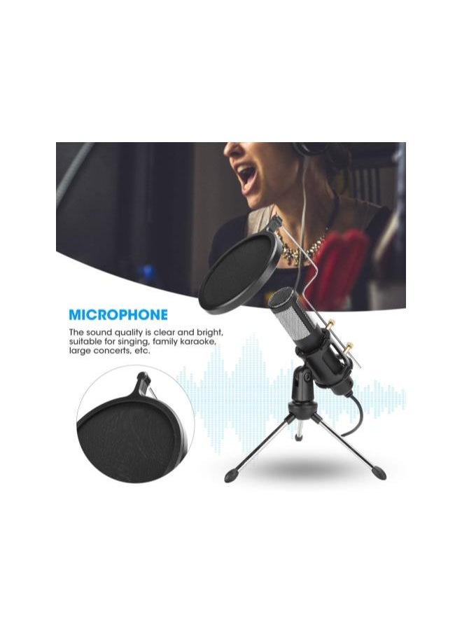 USB Capacitive Microphone, PC Condenser Recording Microphone Kit with Professional Tripod Stand and Pops Filter for Computer, Laptop, ASMR Streaming Video Studio Voice Overs Broadcast