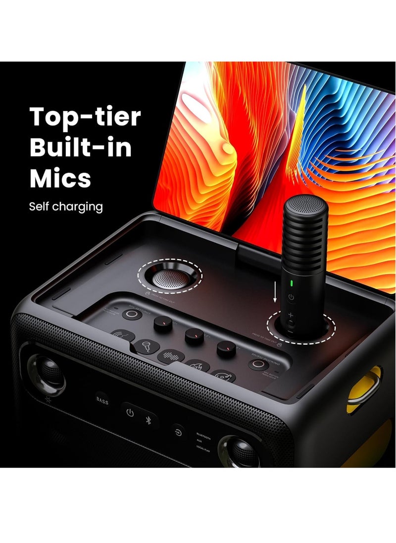 IKARAO X2 ALL-IN-ONE SMART PARTY SPEAKER 600W 10.1'' HD SELF-CHARGING W/L MIC x2 BT 5.3 WI-FI HDMI TWS RGB LIGHTS 6.8 KG 11HRS PT TF/USB GUITAR/MIC AUX CARRY STRAP