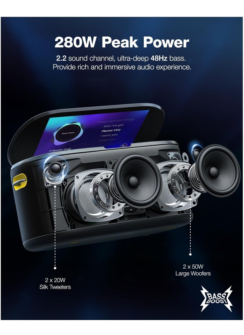 IKARAO S1 ALL-IN-ONE SMART PARTY SPEAKER 550W 10.1'' HD SELF-CHARGING W/L MIC x2 BT 5.4 WI-FI HDMI 5.3 KG 12HRS PT USB GUITAR/MIC AUX USB-C IN/OUT CARRY STRAP