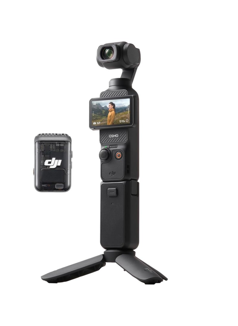 DJI Osmo Pocket 3 Creator Combo, Vlogging Camera with 1'' CMOS & 4K/120fps Video, 3-Axis Stabilization, Face/Object Tracking, Mic Included for Clear Sound, UAE Version with Official Warranty Support