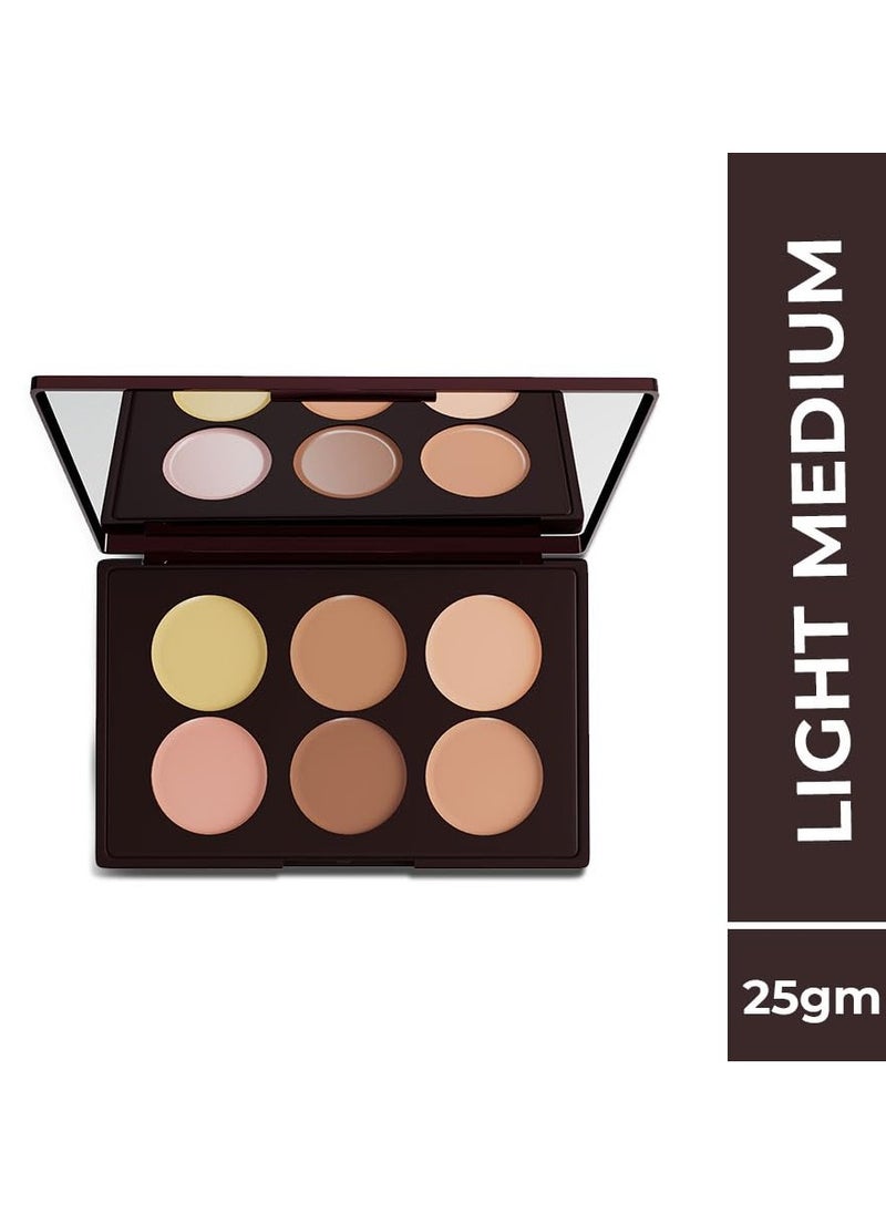 24Hrs Wear Concealer Palette, Light-Medium | 3-in-1 Palette-Conceals,color Corrects & contour| Flawless Coverage