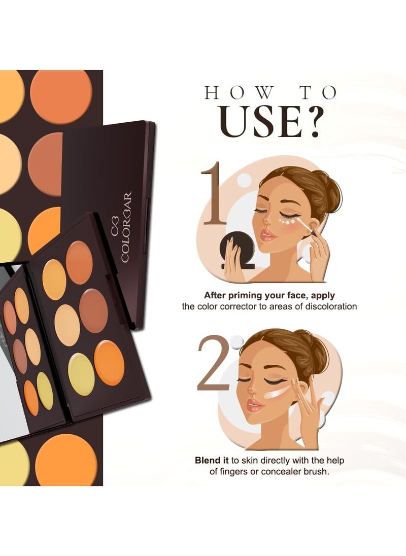 24Hrs Wear Concealer Palette, Light-Medium | 3-in-1 Palette-Conceals,color Corrects & contour| Flawless Coverage