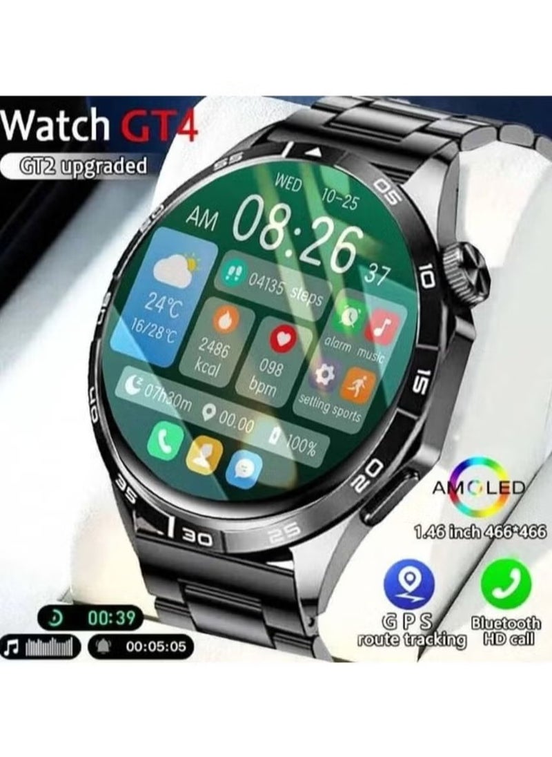 Watch GT4 New Model – 1.65 Inch Big HD AMOLED Screen, IP68 Waterproof Smartwatch, Fitness Tracker, 3 Straps Included, Heart Rate Monitor, Sleep & Activity Tracker