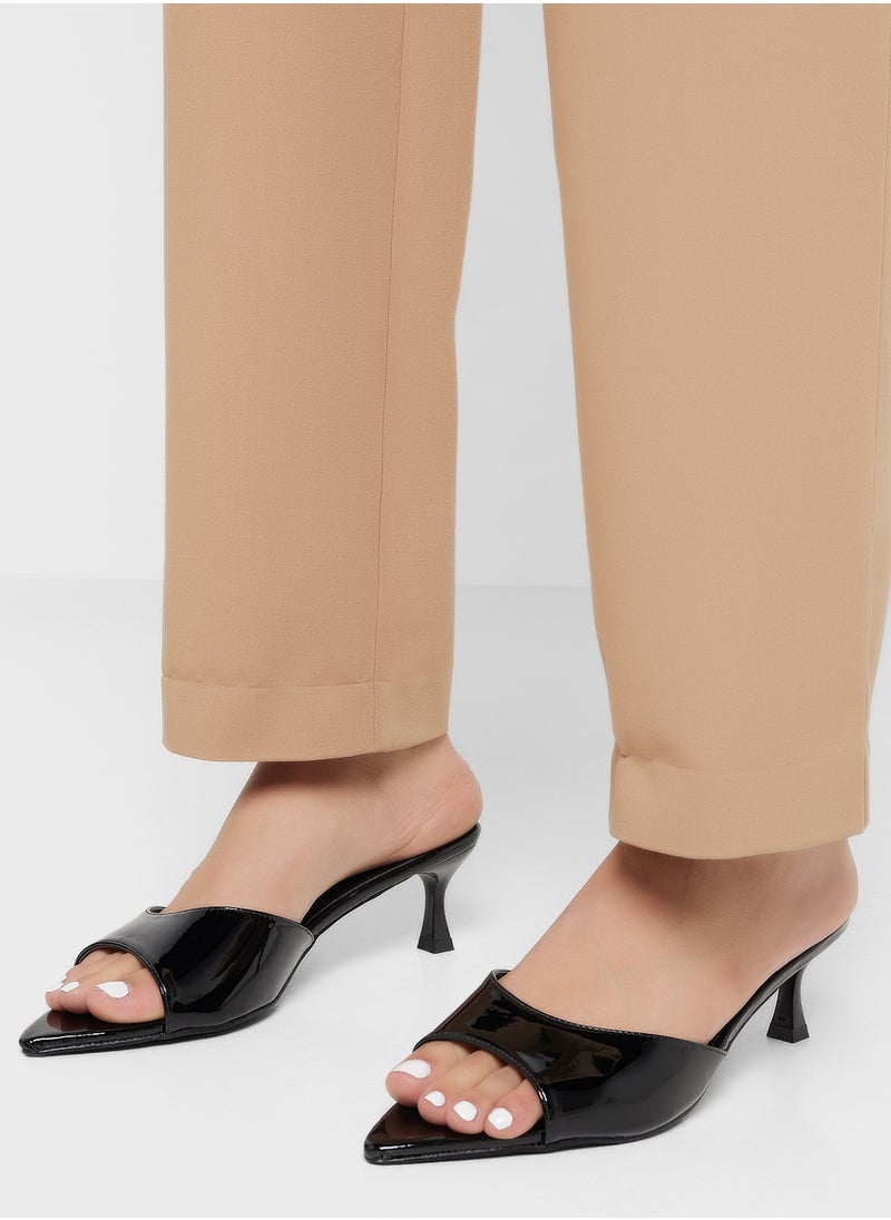 Pointed Toe Mule Heeled Sandal