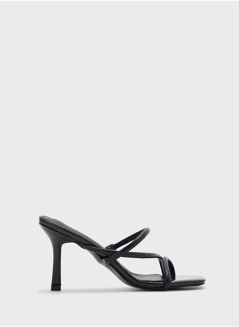 Strappy Square Toe Heel Sandal