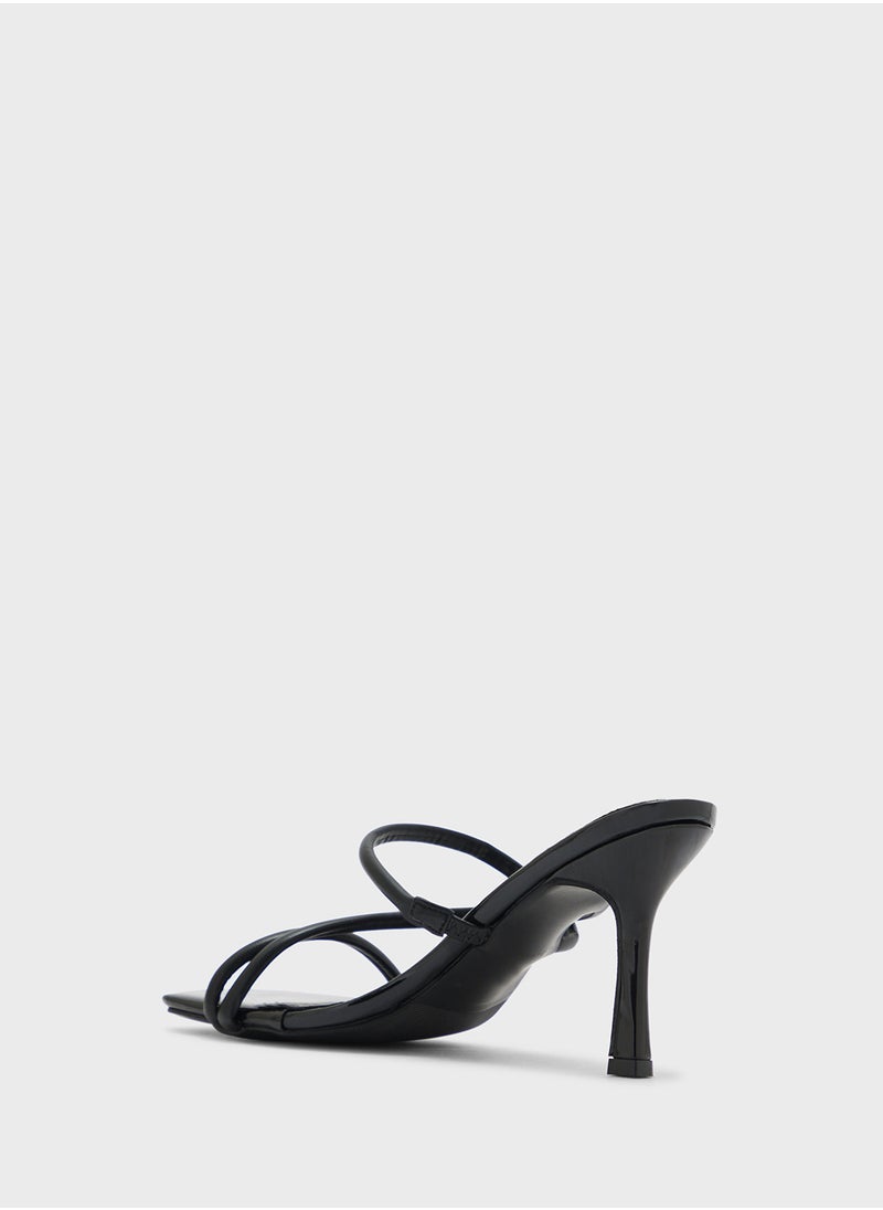 Strappy Square Toe Heel Sandal