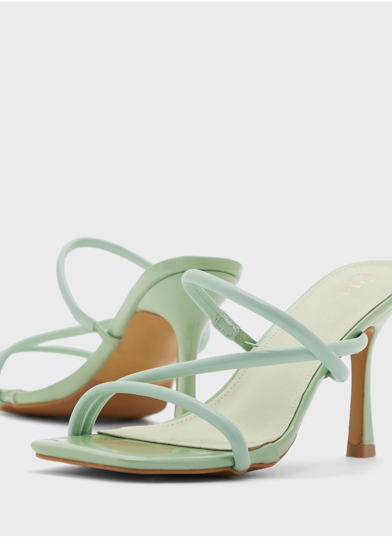 Strappy Square Toe Heel Sandal