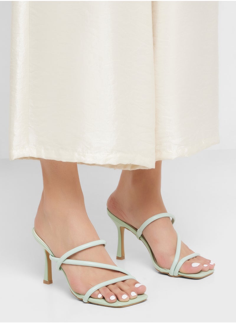 Strappy Square Toe Heel Sandal
