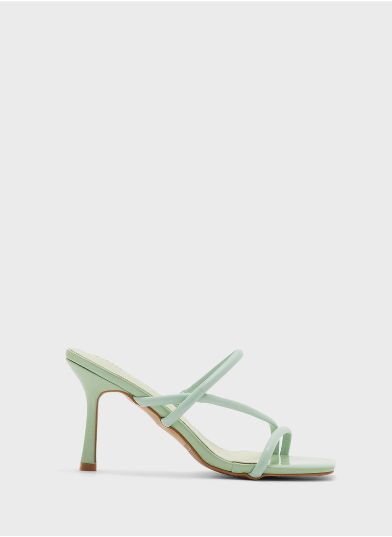 Strappy Square Toe Heel Sandal