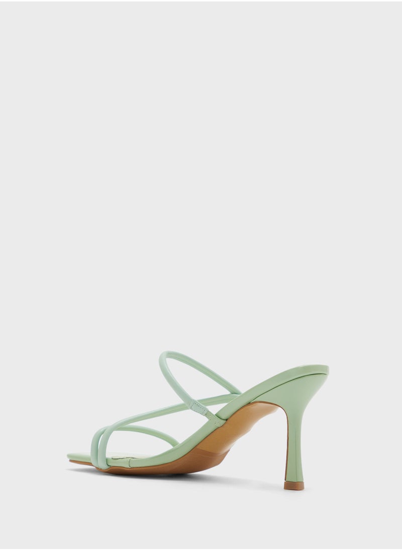 Strappy Square Toe Heel Sandal