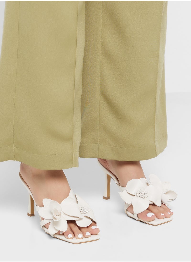 Oversized Floral Heel Sandal