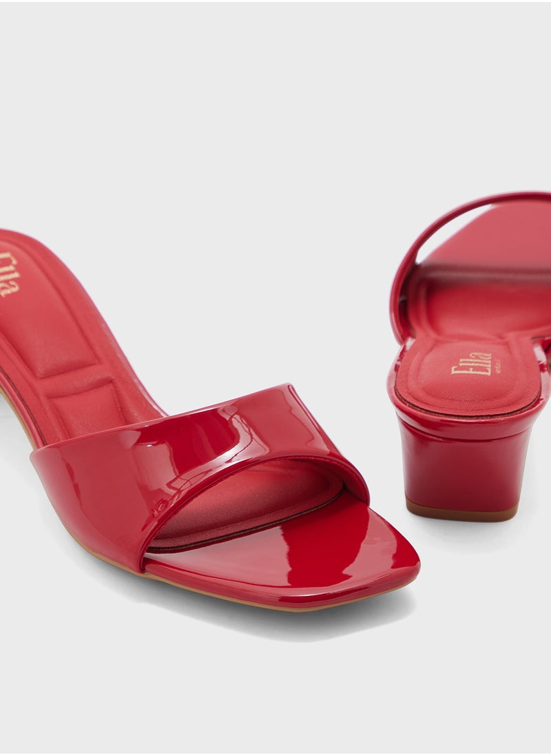 Patent Mule Heel Sandal
