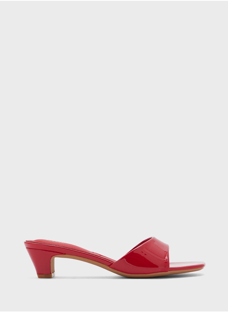 Patent Mule Heel Sandal