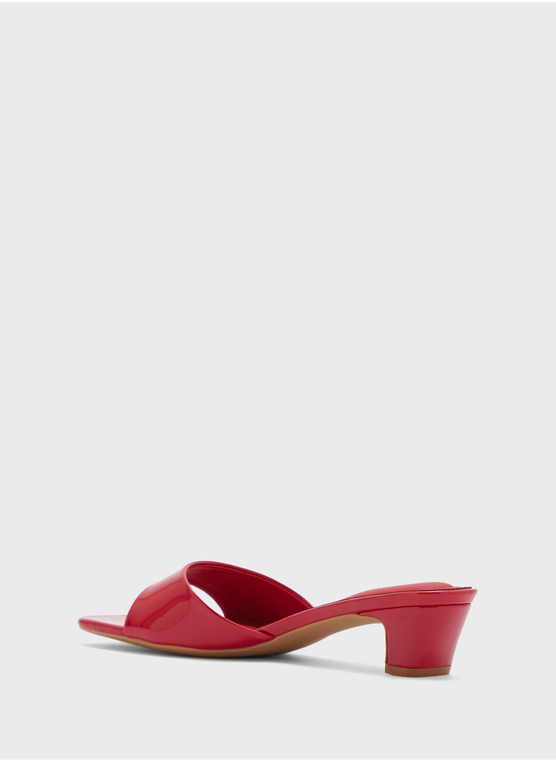Patent Mule Heel Sandal