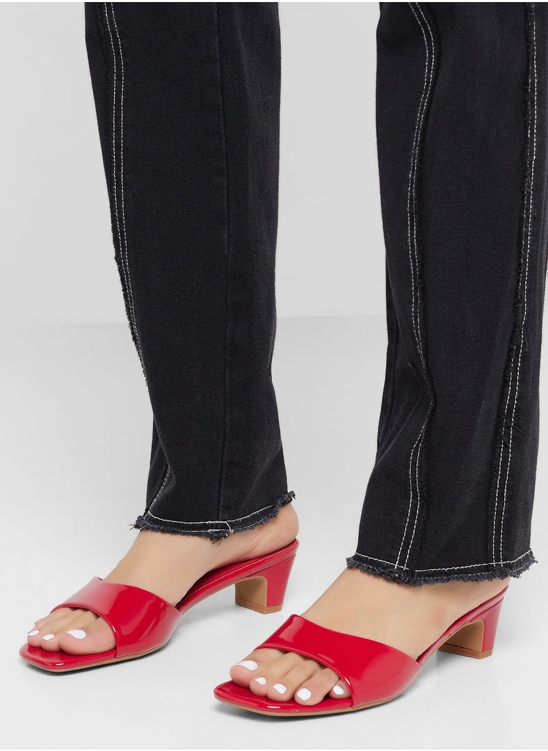 Patent Mule Heel Sandal