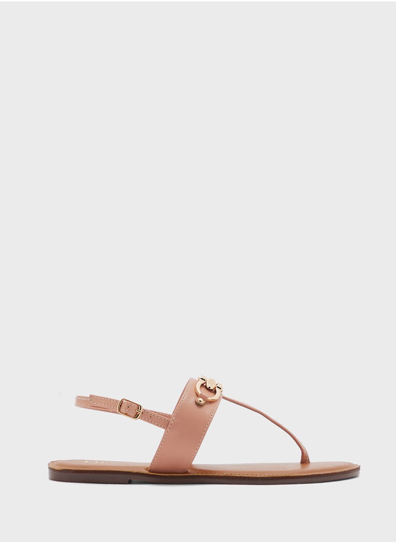 Horse Bit Trim Backstrap Detail Flat Sandal