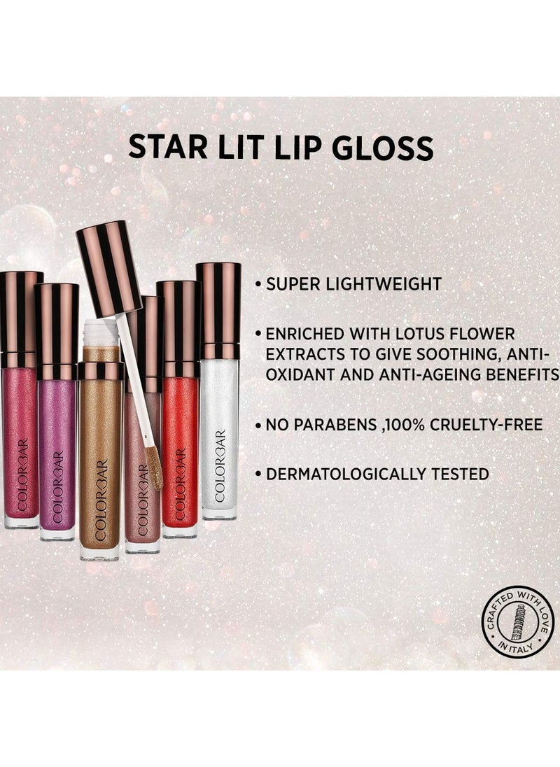 Starlit Lip Gloss-Shimmy, Glossy Finish - Gold, 6 ml | Skin Type Combination | Lightweight | Paraben Free | Enriched with Lotus Flower Extract