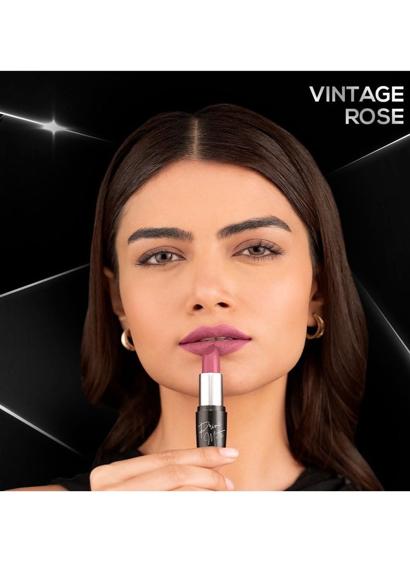 Prime Matte Lipstick - Vintage Rose, Lightweight & Long-Lasting Formula, Creamy Matte Finish, One Swipe Application, Non-Drying, Vitamin E Infused, 4.5Gm