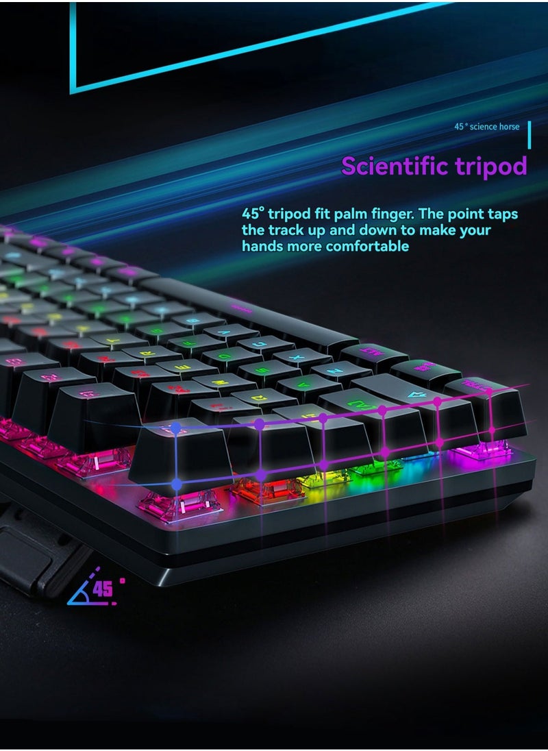 Wired Mechanical Keyboard RGB Luminous Backlight 104 Keys Keyboard Suitable For Gaming,E-Sports,Study,Work (WhiteGreen)