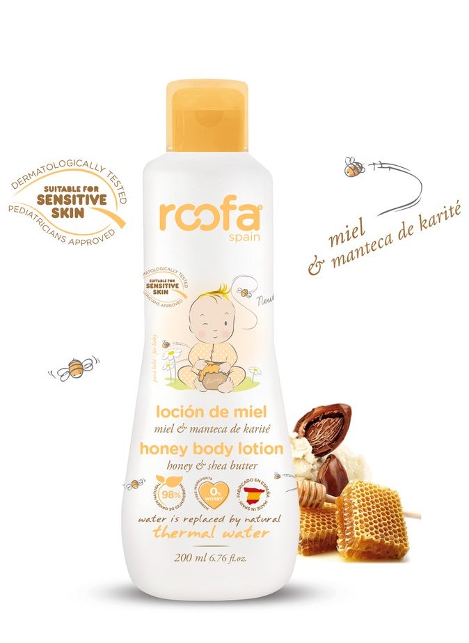 Baby Honey Body Lotion (Natural) 200ml – With Honey, Spring Water & Shea Butter, Hydrating & Nourishing