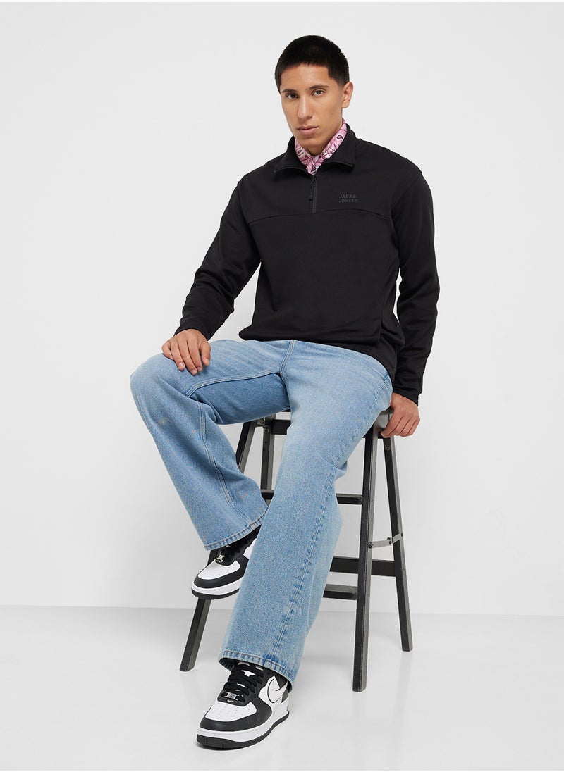 Graphic Print Half Zip Detail Sweatshirt