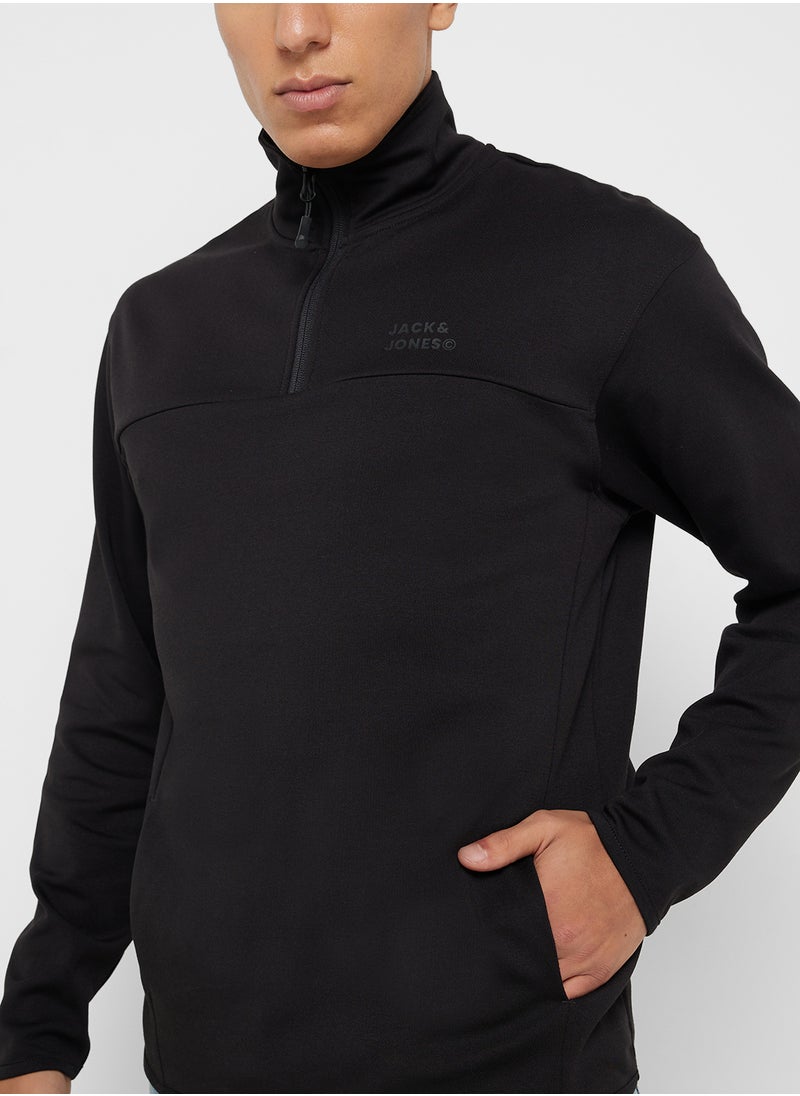 Graphic Print Half Zip Detail Sweatshirt