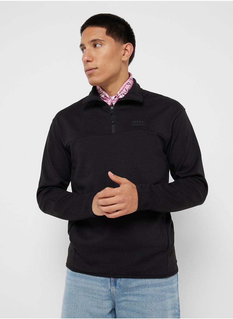 Graphic Print Half Zip Detail Sweatshirt