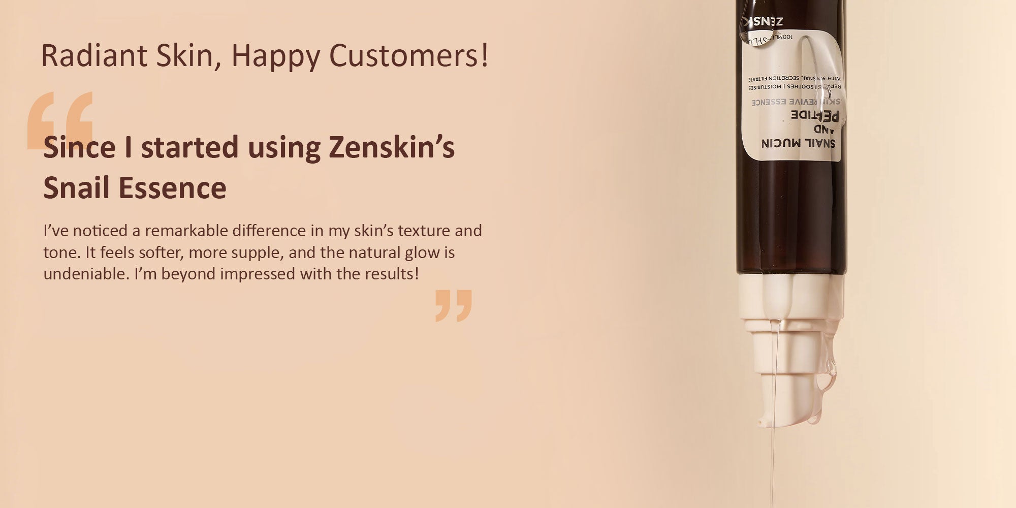 ZENSKIN Snail Mucin and Peptide Skin Revive Essence | Korean Hydrating Anti-Aging Serum with 97% Snail Mucin, 5 Peptides & Hyaluronic Acid, 100ml